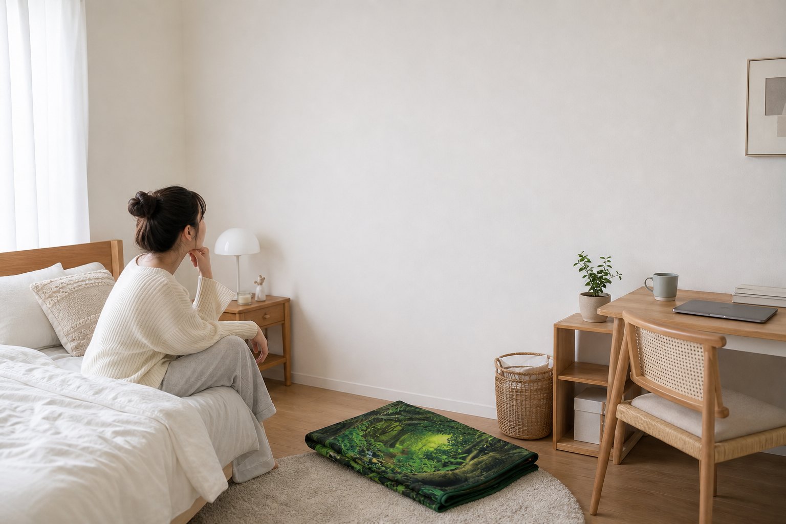 ファブリックポスターの小さな違和感を想起する生成AIイメージ