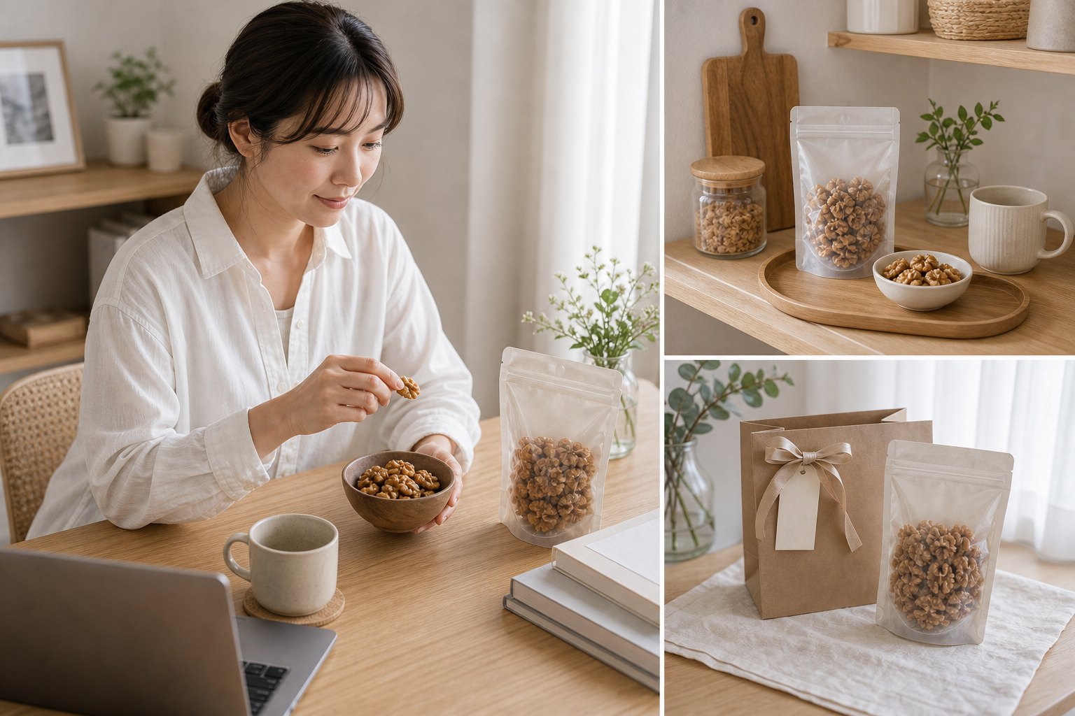 低糖質ナッツギフトの暮らしに効く理由を想起する生成AIイメージ